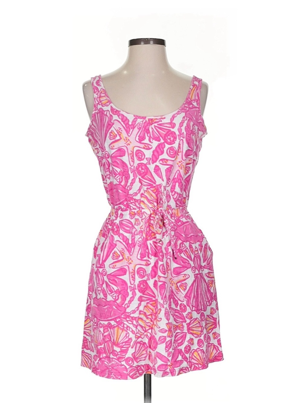 Lilly Pulitzer Pink Seashell Print Sleeveless Tie-Waist Dress